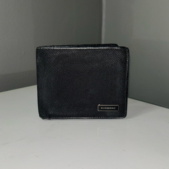 Vintage Burberry Large Black Bifold Wallet w Nova Check Interior - Picture 1 of 15
